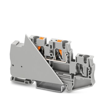 Phoenix Contact Feed-Through - High Voltage Terminal Block; PTTB 4-L 1000V ; 30A; 1000V; 1-Level; #24 - #10; Push-In Connection; Gray